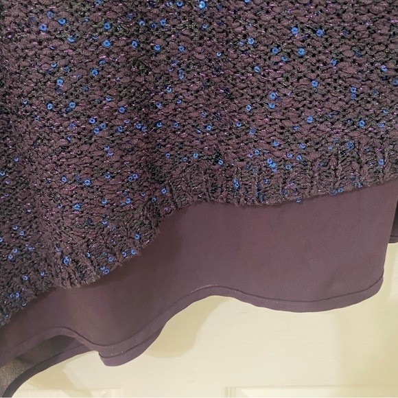 2/$30 Apt 9 Size L Purple Sequins Asymmetrical Hem Long Sleeve Knit Sweater - Picture 7 of 8